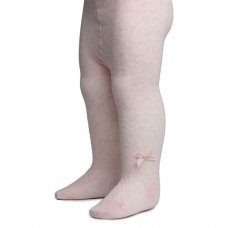 T132-P: Pink Melange Tights w/Bow (NB-12 Months)
